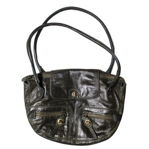 VTG ZIPPO Women Green Leather Shoulder Bag